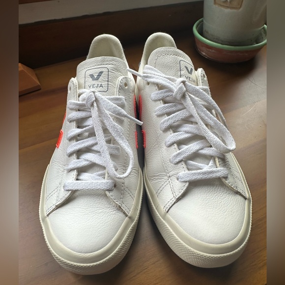 Veja EXCELLENT Campo White Fluo leather sneaker navy/orange best seller -6 - Picture 6 of 13